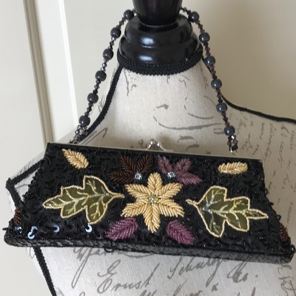 Beaded black evening bag